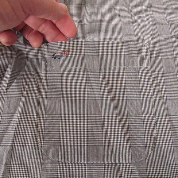 Greg Norman Collection Shirt Men's Sz L Short Sleeve Gray Plaid Button Front EUC - Picture 6 of 10